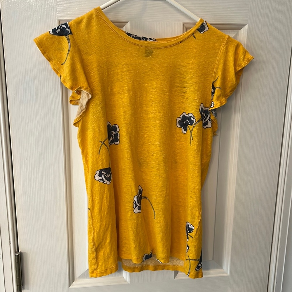 Marigold and blue Ann Taylor short sleeve shirt